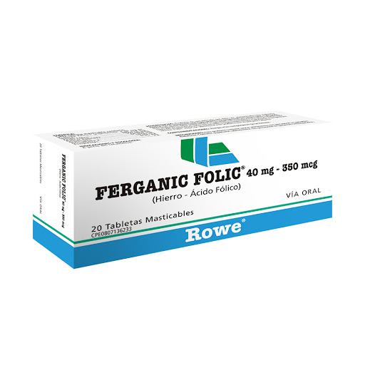 FERGANIC FOLIC HIERRO ACIDO FOLICO TAB MASTICABLE X 20